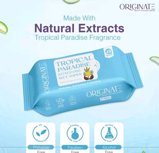 Originate Tropical Fresh Facial Wet Wipes