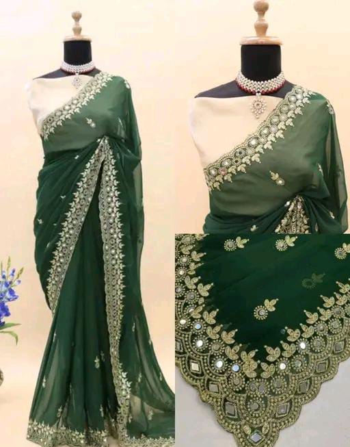 GABANI FASHION CUTWORK  MIRROR SAREE