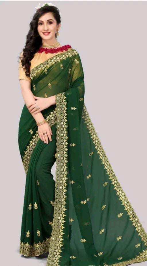 GABANI FASHION CUTWORK  MIRROR SAREE