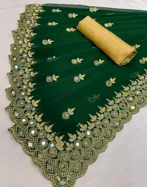 GABANI FASHION CUTWORK  MIRROR SAREE
