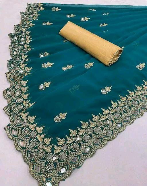 GABANI FASHION CUTWORK  MIRROR SAREE