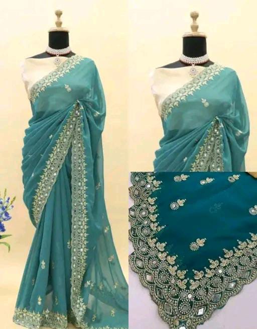 GABANI FASHION CUTWORK  MIRROR SAREE