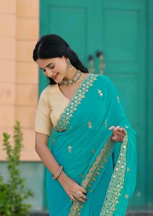 GABANI FASHION CUTWORK  MIRROR SAREE