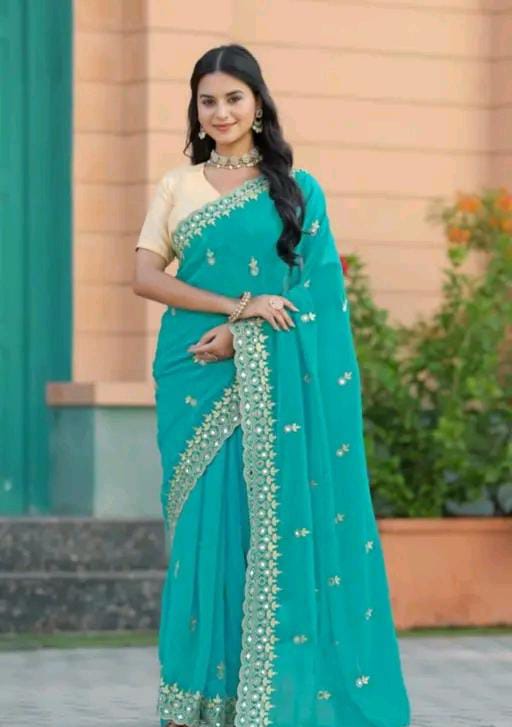 GABANI FASHION CUTWORK  MIRROR SAREE
