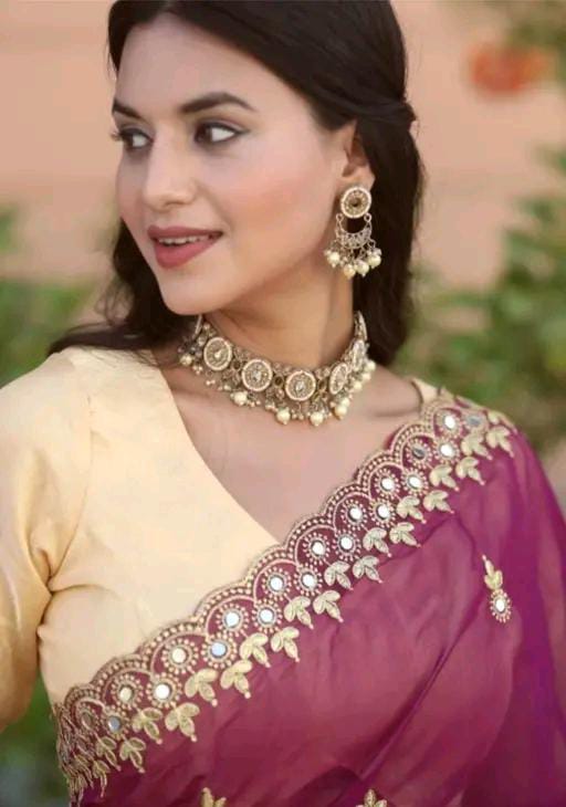 GABANI FASHION CUTWORK  MIRROR SAREE