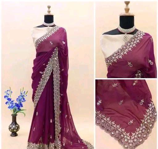 GABANI FASHION CUTWORK  MIRROR SAREE