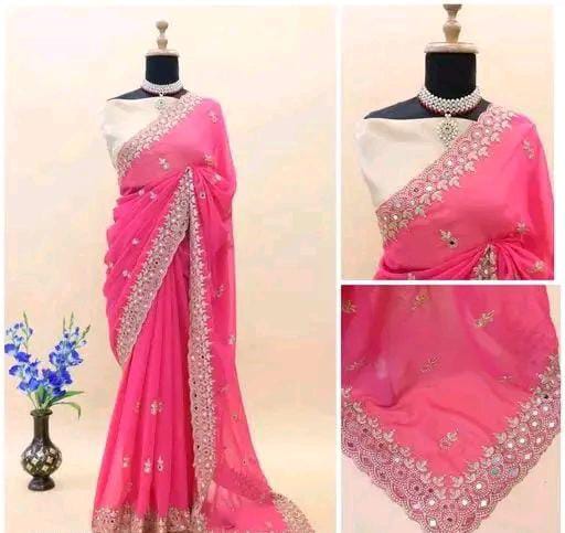 GABANI FASHION CUTWORK  MIRROR SAREE