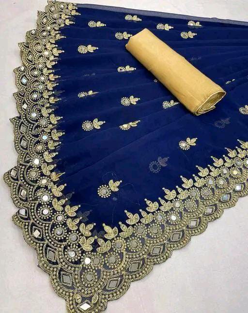 GABANI FASHION CUTWORK  MIRROR SAREE