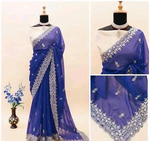 GABANI FASHION CUTWORK  MIRROR SAREE