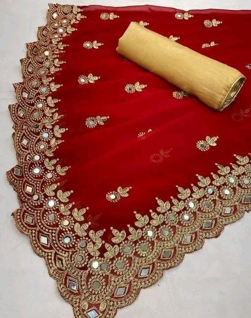 GABANI FASHION CUTWORK  MIRROR SAREE