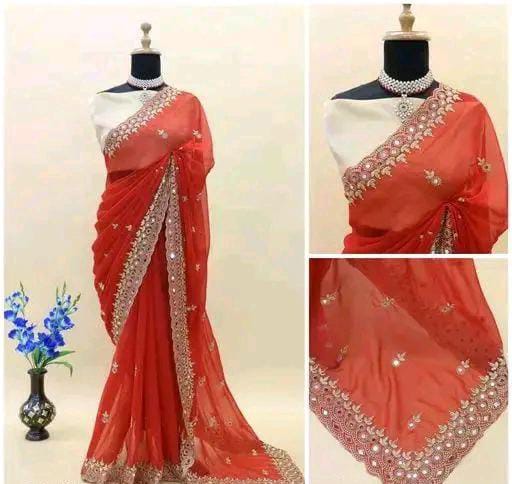GABANI FASHION CUTWORK  MIRROR SAREE