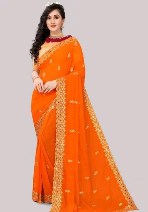 GABANI FASHION CUTWORK  MIRROR SAREE