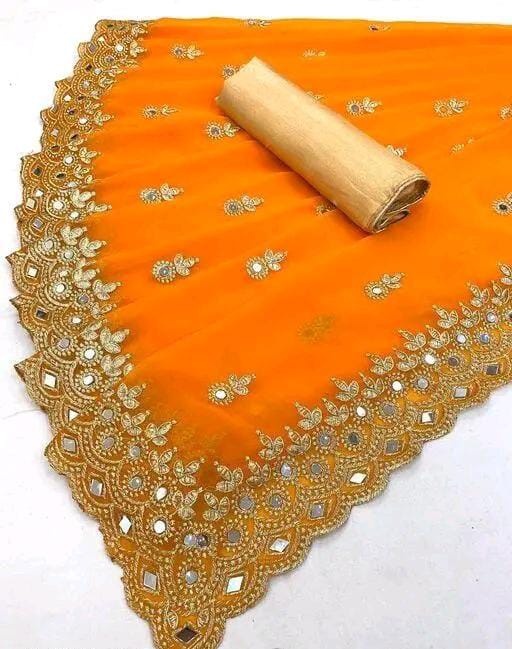 GABANI FASHION CUTWORK  MIRROR SAREE