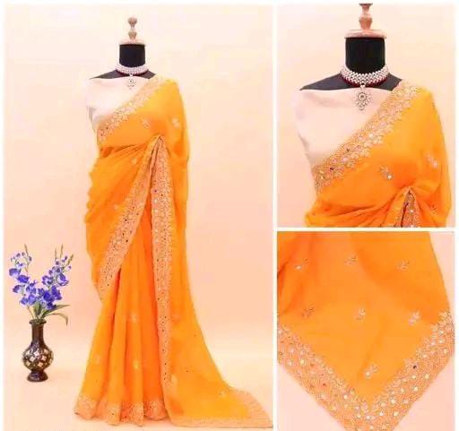 GABANI FASHION CUTWORK  MIRROR SAREE