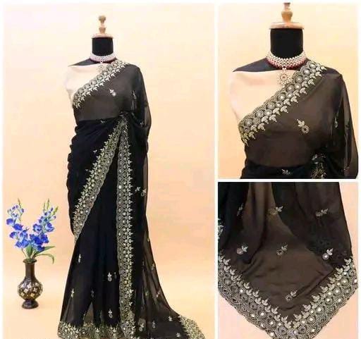 GABANI FASHION CUTWORK  MIRROR SAREE