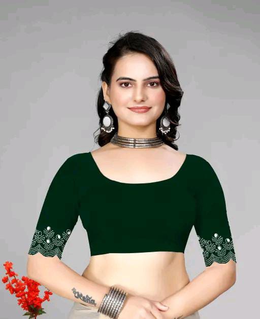 Graceful red Saree with Subtle Hotfix Beads