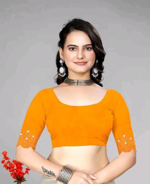 Graceful red Saree with Subtle Hotfix Beads